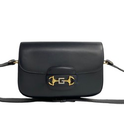 GUCCI Old Gucci Horsebit Hardware Leather 2way One Shoulder Bag Handbag Navy 18859