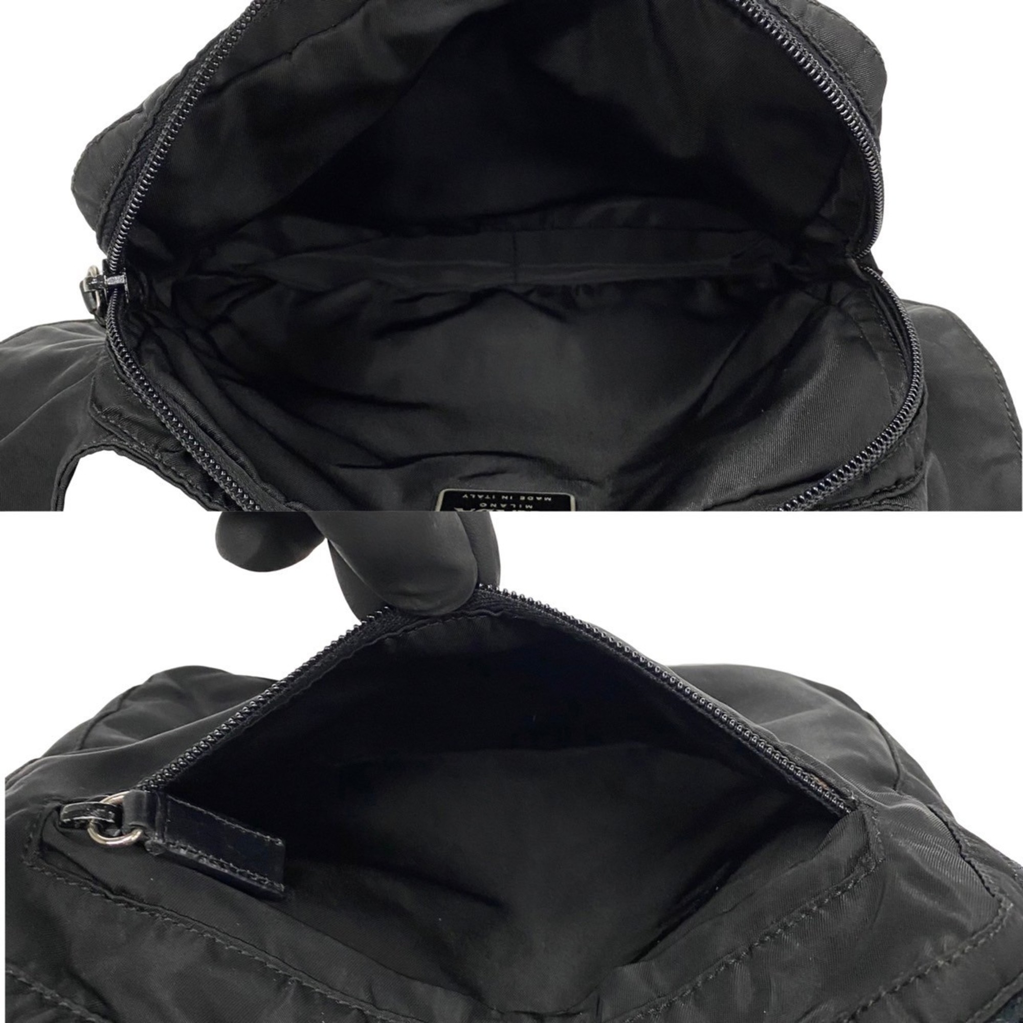 PRADA Prada Triangle Nylon Leather Shoulder Bag Pochette Sacoche Black 29018