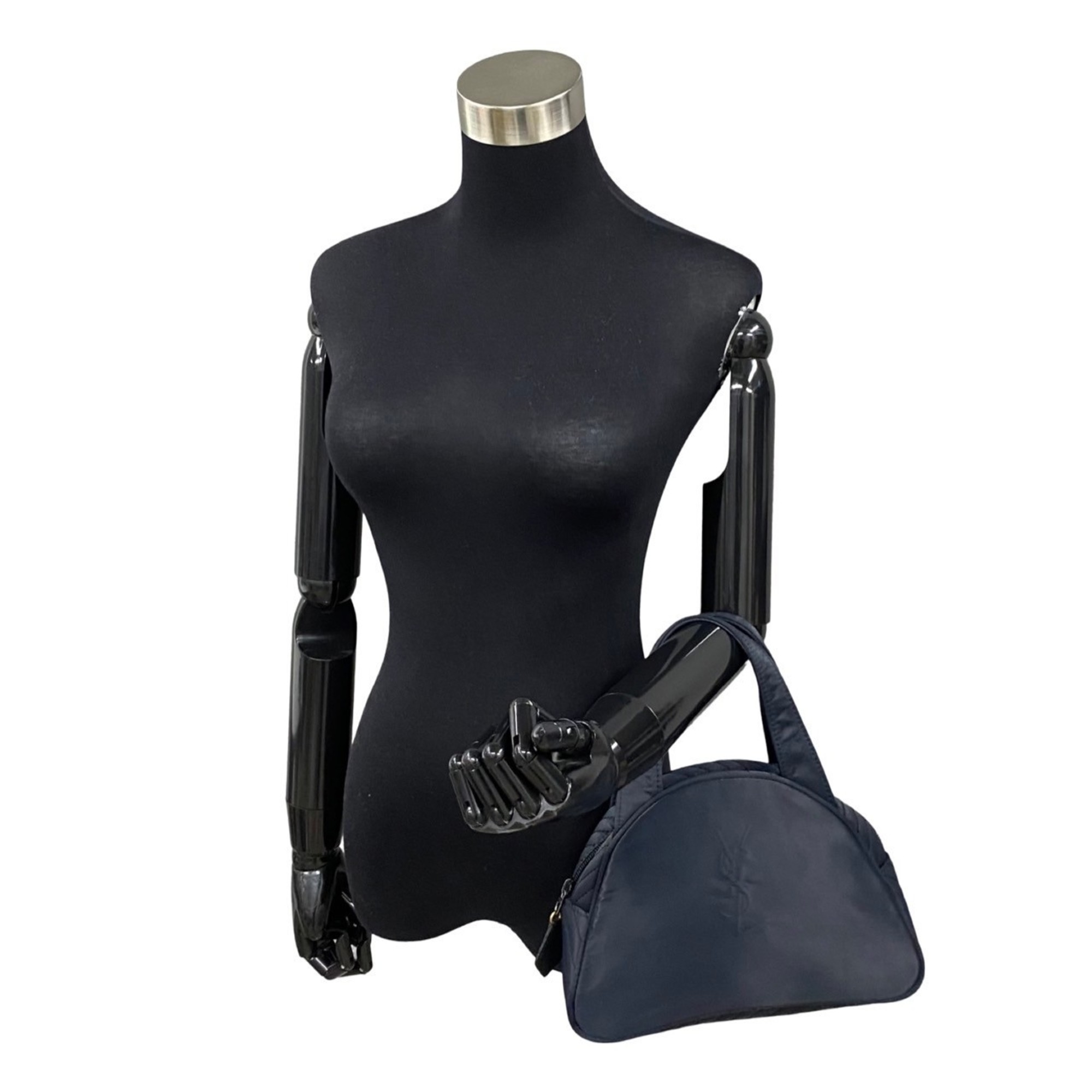 YVES SAINT LAURENT YSL nylon handbag tote bag navy blue 29902