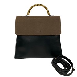 LOEWE Velazquez Leather 2way Shoulder Bag Handbag Bicolor Black Brown 73013