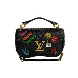 LOUIS VUITTON Louis Vuitton New Wave Patches Chain Bag MM Leather 2way Handbag Shoulder 21934