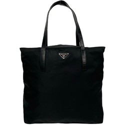 PRADA Prada Triangle metal fittings Nylon Leather Tote bag Handbag Bag Storage possible Black 55998