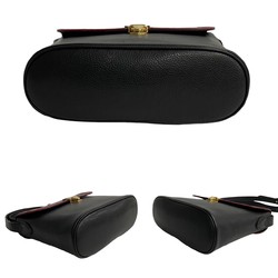 YVES SAINT LAURENT Cutout YSL Leather Shoulder Bag Pochette Black 43876