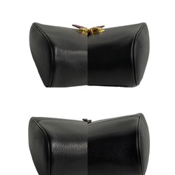 YVES SAINT LAURENT Cutout YSL Leather Shoulder Bag Pochette Black 43876