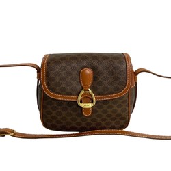 CELINE Macadam Blason Hardware Leather Shoulder Bag Pochette Brown 61999