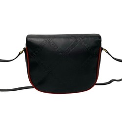 YVES SAINT LAURENT Yves Saint Laurent Embossed Leather Shoulder Bag Pochette Navy Red 33010