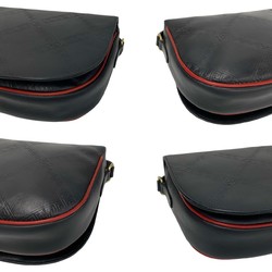 YVES SAINT LAURENT Yves Saint Laurent Embossed Leather Shoulder Bag Pochette Navy Red 33010