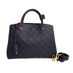 LOUIS VUITTON Louis Vuitton Montaigne MM Monogram Empreinte Leather 2way Handbag Shoulder Bag Navy 25866