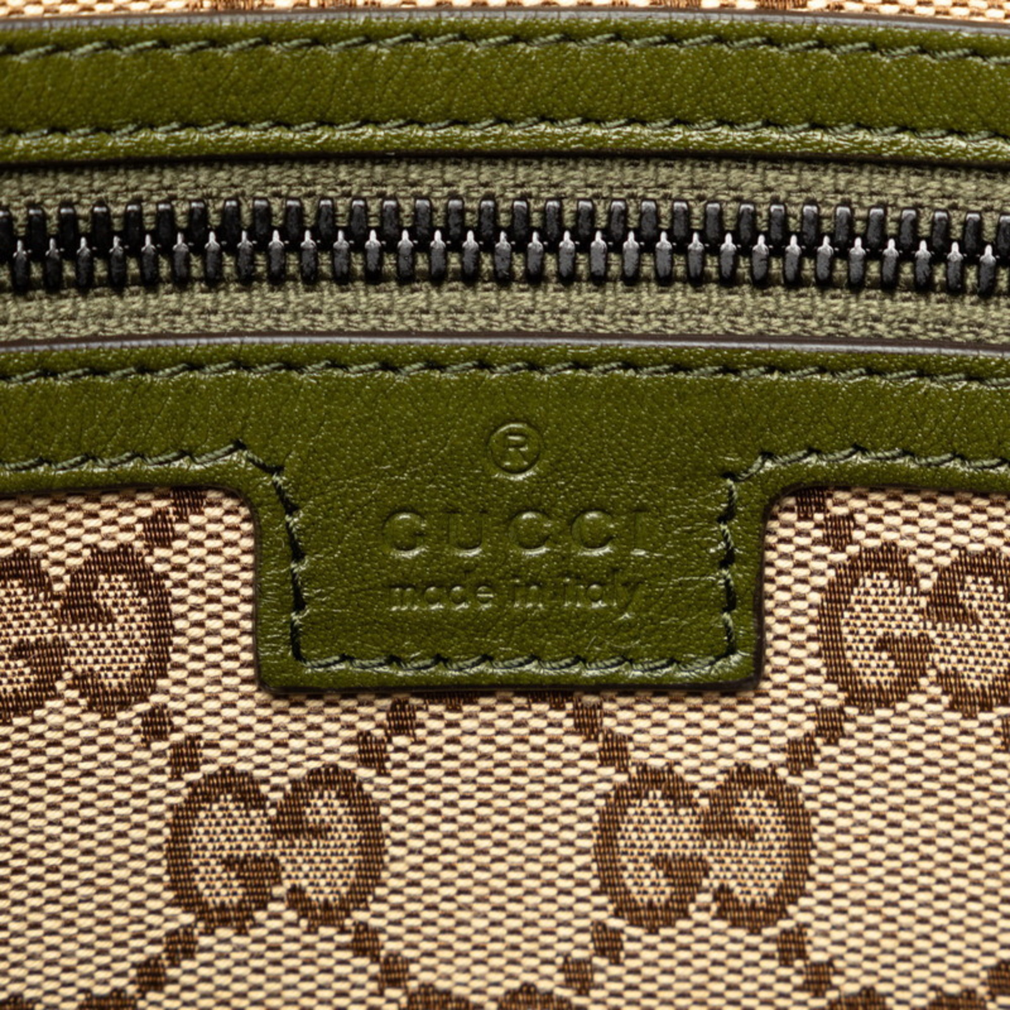 Gucci Drawstring Tote Double G Bag 725664 Khaki Leather Women's GUCCI