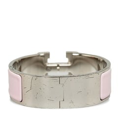 Hermes Click-Clack H GM Bangle Silver Pink Metal Women's HERMES