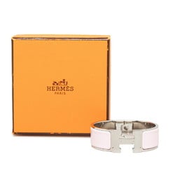 Hermes Click-Clack H GM Bangle Silver Pink Metal Women's HERMES