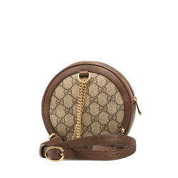 Gucci GG Supreme Marmont Ophidia Round Backpack 598661 Beige Brown PVC Leather Women's GUCCI