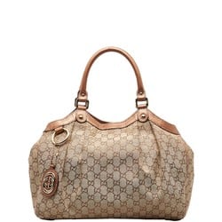 Gucci GG Canvas Sukey Handbag Tote Bag 211944 Beige Bronze Leather Women's GUCCI