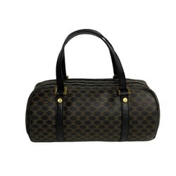 CELINE Macadam Blason Triomphe Pattern Leather Handbag Boston Bag Black 75468