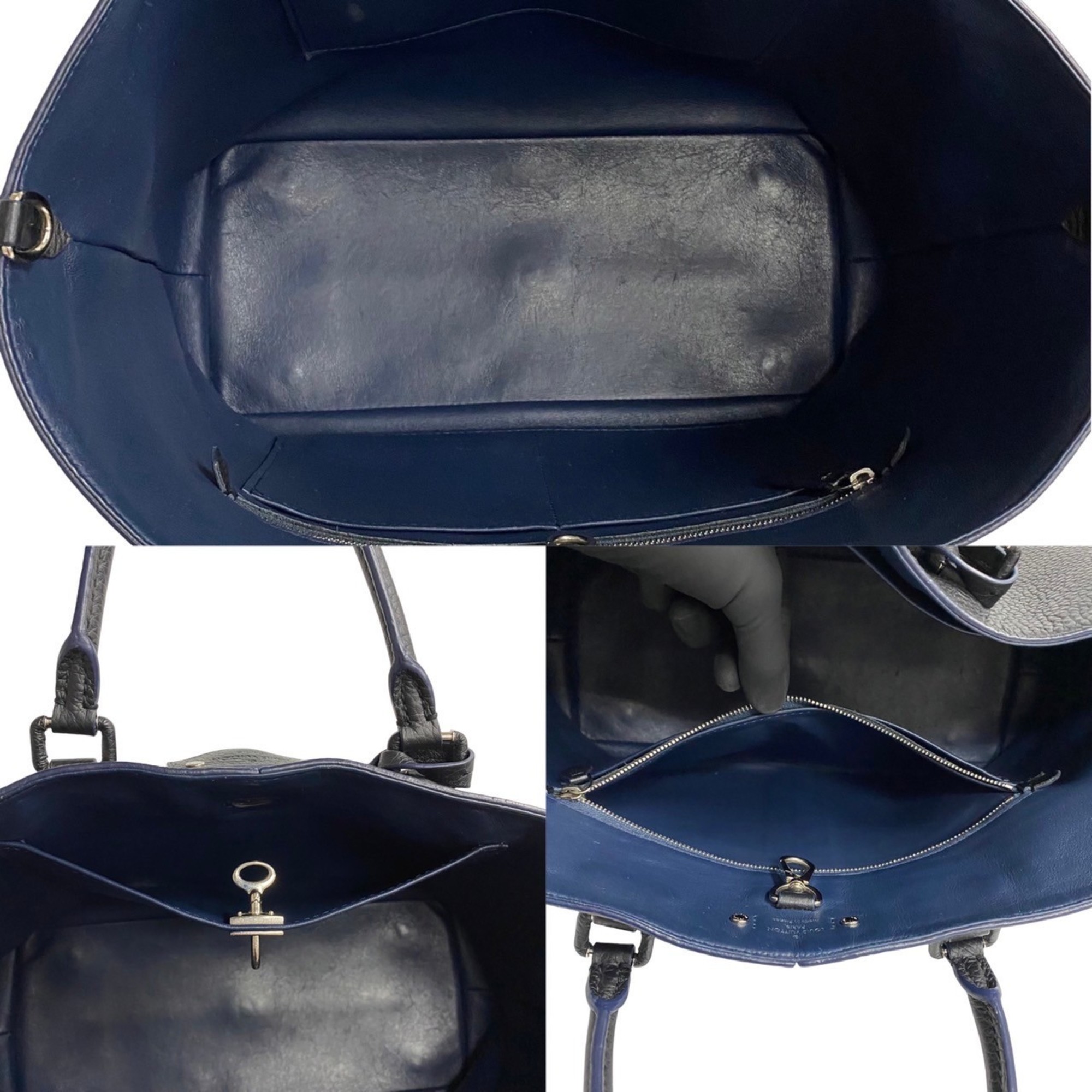 LOUIS VUITTON Louis Vuitton Pernel Taurillon Leather 2way Tote Bag Shoulder Black 21474