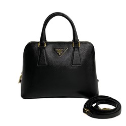 PRADA Prada Triangle metal fittings Saffiano leather 2way handbag shoulder bag black 16097