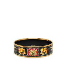 Hermes enamel GM feather cloisonné bangle gold black multicolor plated women's HERMES