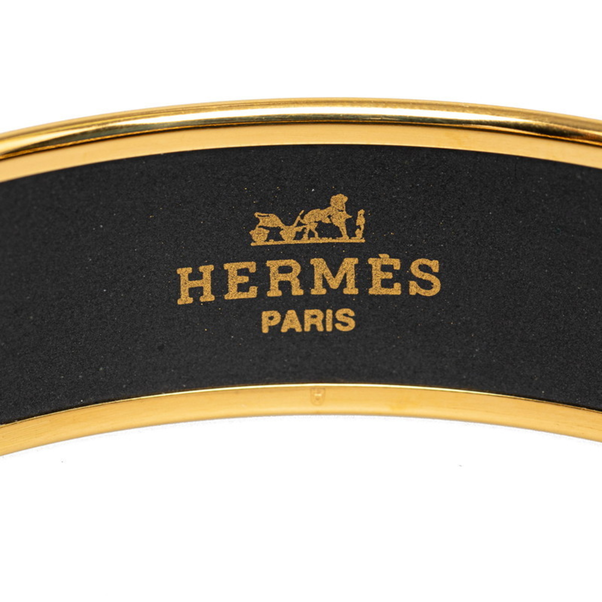 Hermes enamel GM feather cloisonné bangle gold black multicolor plated women's HERMES