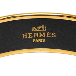 Hermes enamel GM feather cloisonné bangle gold black multicolor plated women's HERMES