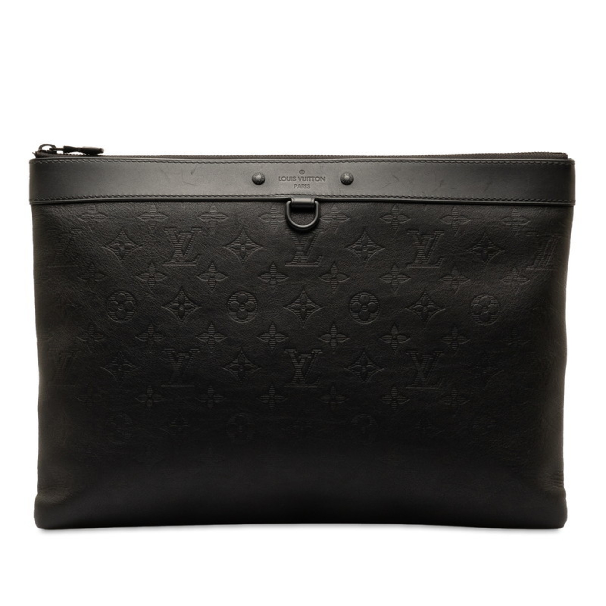 Louis Vuitton Monogram Shadow Pochette Discovery GM Clutch Bag Second Black Leather Men s LOUIS VUITTON eLADY Globazone