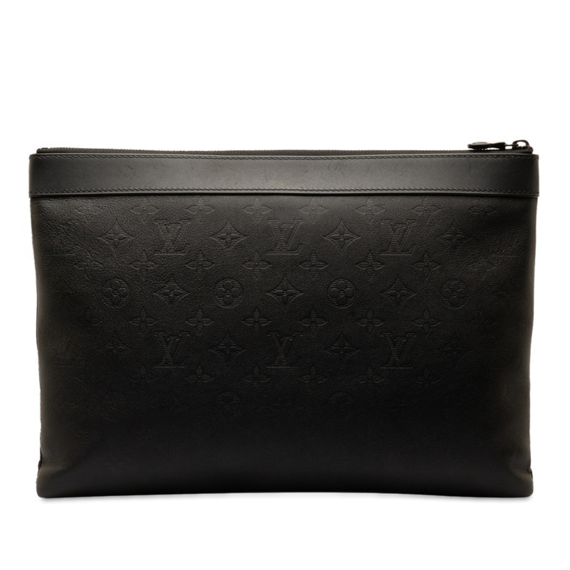 Louis Vuitton Monogram Shadow Pochette Discovery GM Clutch Bag Second Black Leather Men's LOUIS VUITTON