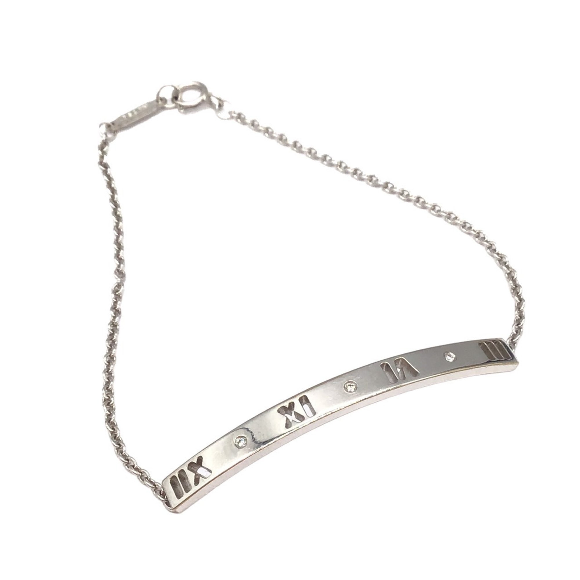 Tiffany & Co. Atlas Pierced Bracelet K18WG Diamond Bar Accessory White Gold Women's Men's Unisex
