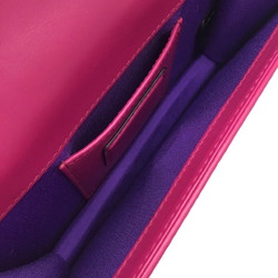 BVLGARI Serpenti Chain Shoulder Bag Leather Purple Handbag Compact Women's