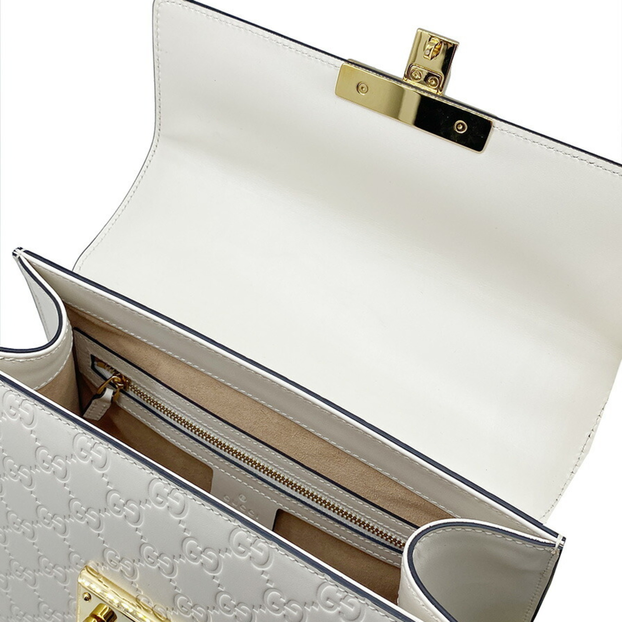 GUCCI Gucci Handbag Shoulder Bag 2way GG Black Off-White Leather Guccissima 453188 Women's