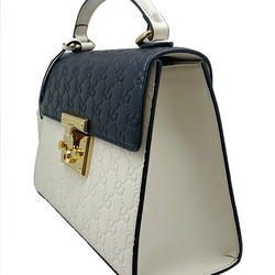 GUCCI Gucci Handbag Shoulder Bag 2way GG Black Off-White Leather Guccissima 453188 Women's