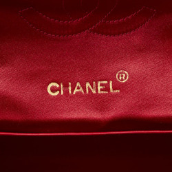 Chanel Matelasse Coco Mark Chain Shoulder Bag Red Black Satin Women's CHANEL