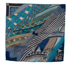 Hermes Carre 45 COUPONS INDIENS Indian Piece Scarf Muffler Blue Multicolor Silk Women's HERMES