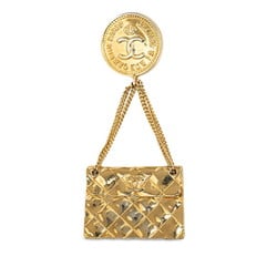 Chanel Matelasse Coco Mark Swing Brooch Gold Plated Women's CHANEL