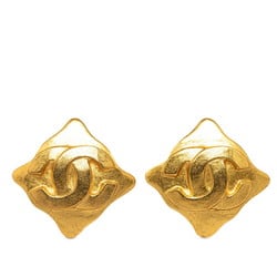 Chanel Coco Mark Diamond Shape Earrings Gold Plated Women's CHANEL
