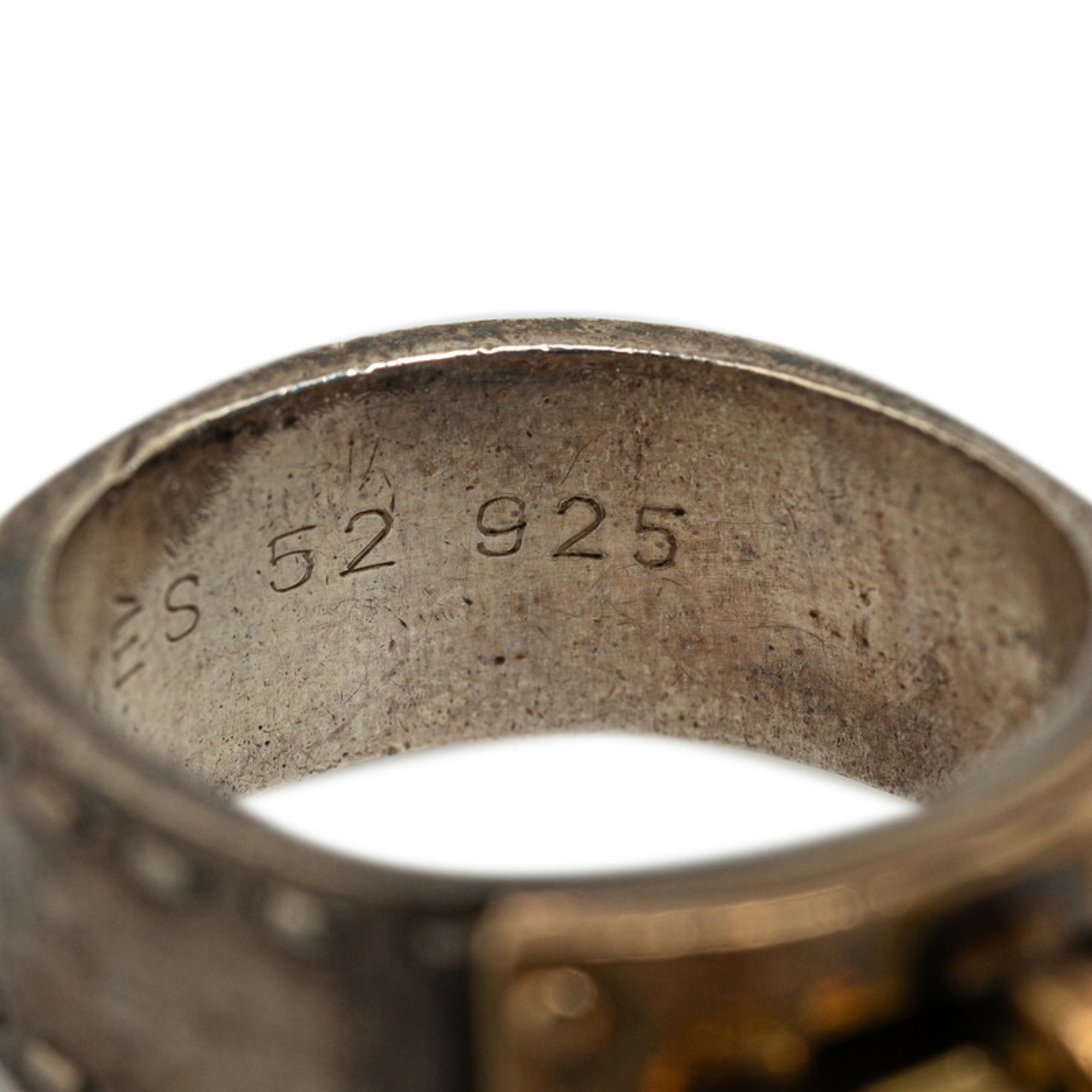 Hermes Hallmark Ring, Silver, Gold, SV925, Women's, HERMES