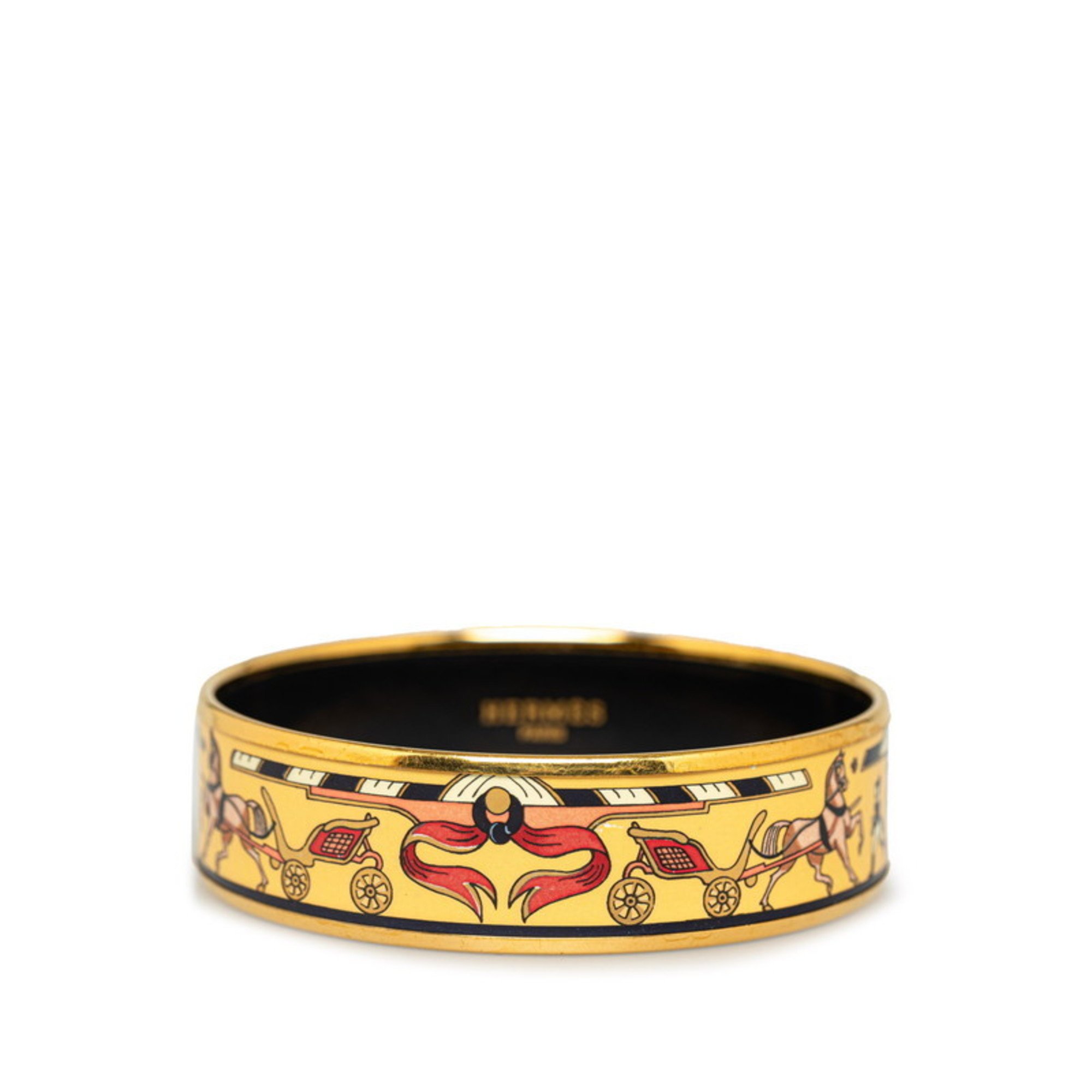 Hermes enamel GM carriage cloisonné bangle gold beige multi-color plated women's HERMES