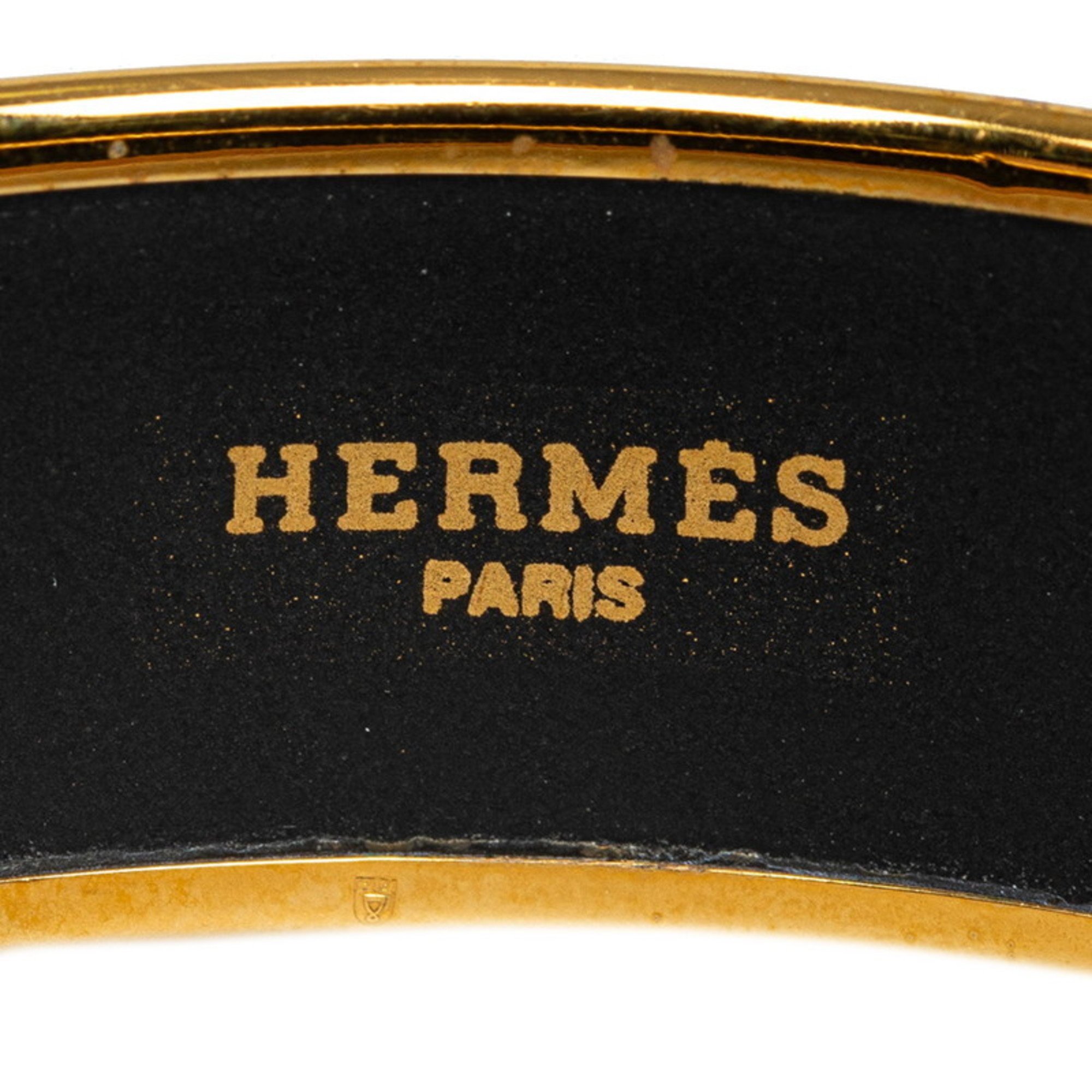 Hermes enamel GM carriage cloisonné bangle gold beige multi-color plated women's HERMES