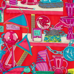 Hermes Carre 90 LES TROPHEES Trophy Scarf Muffler Pink Multicolor Silk Women's HERMES