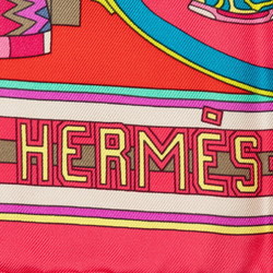 Hermes Carre 90 LES TROPHEES Trophy Scarf Muffler Pink Multicolor Silk Women's HERMES