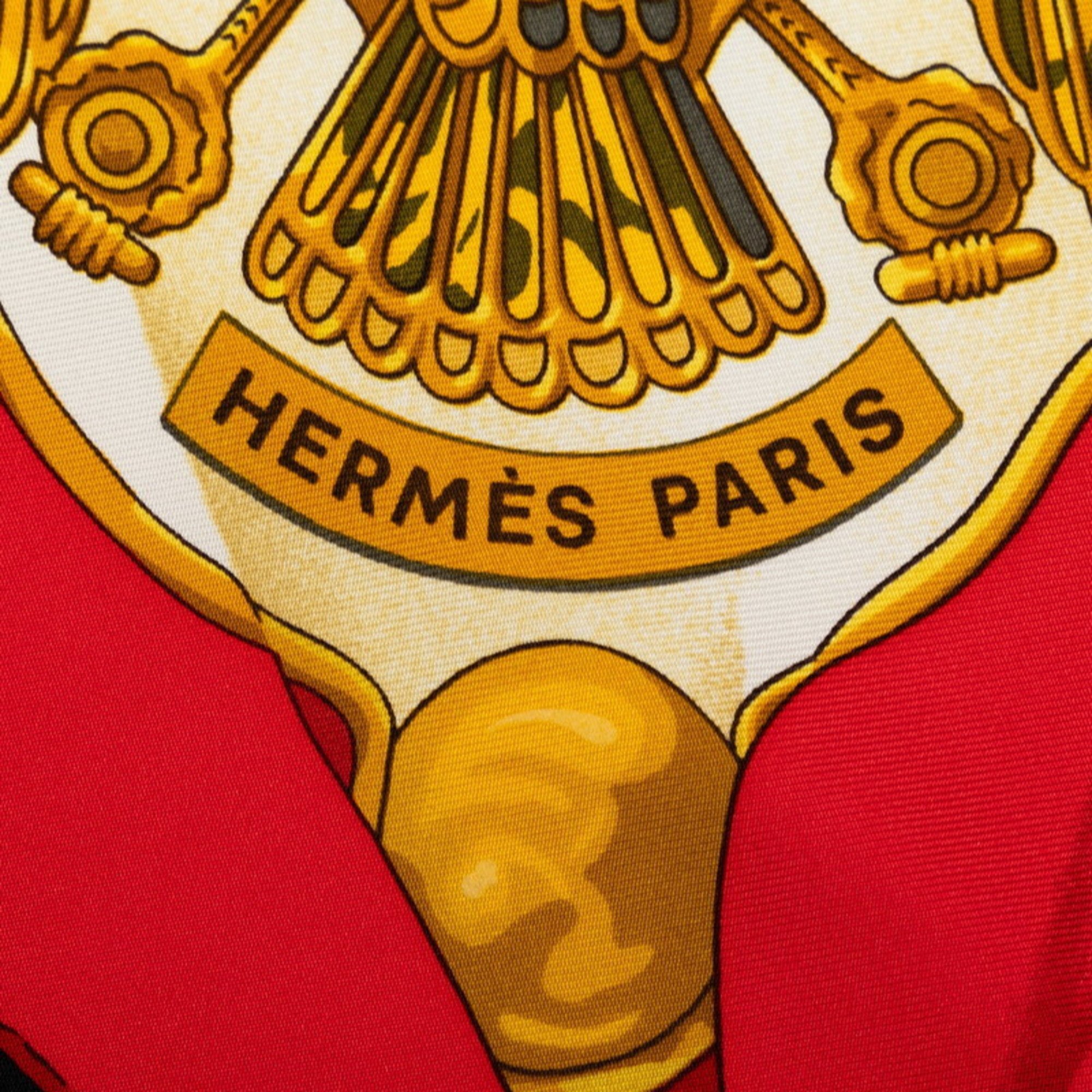 Hermes Carre 90 Soleil de Soie Silk Sun Scarf Muffler White Red Multicolor Women's HERMES