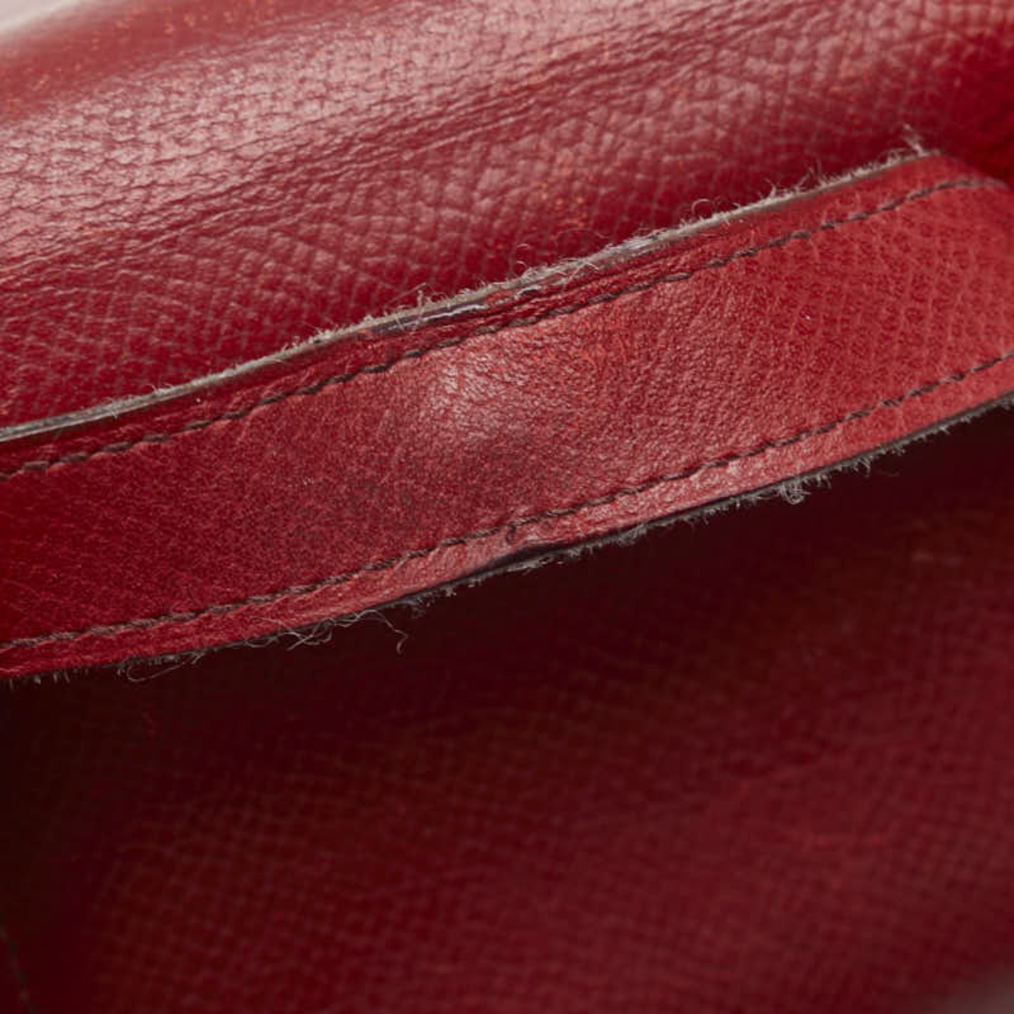 Hermes Bearn Soufflet Long Wallet Tri-fold Rouge Red Leather Women's HERMES