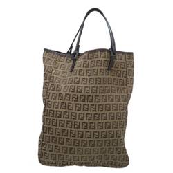 FENDI Zucchino Tote Bag in Brown Jacquard Leather