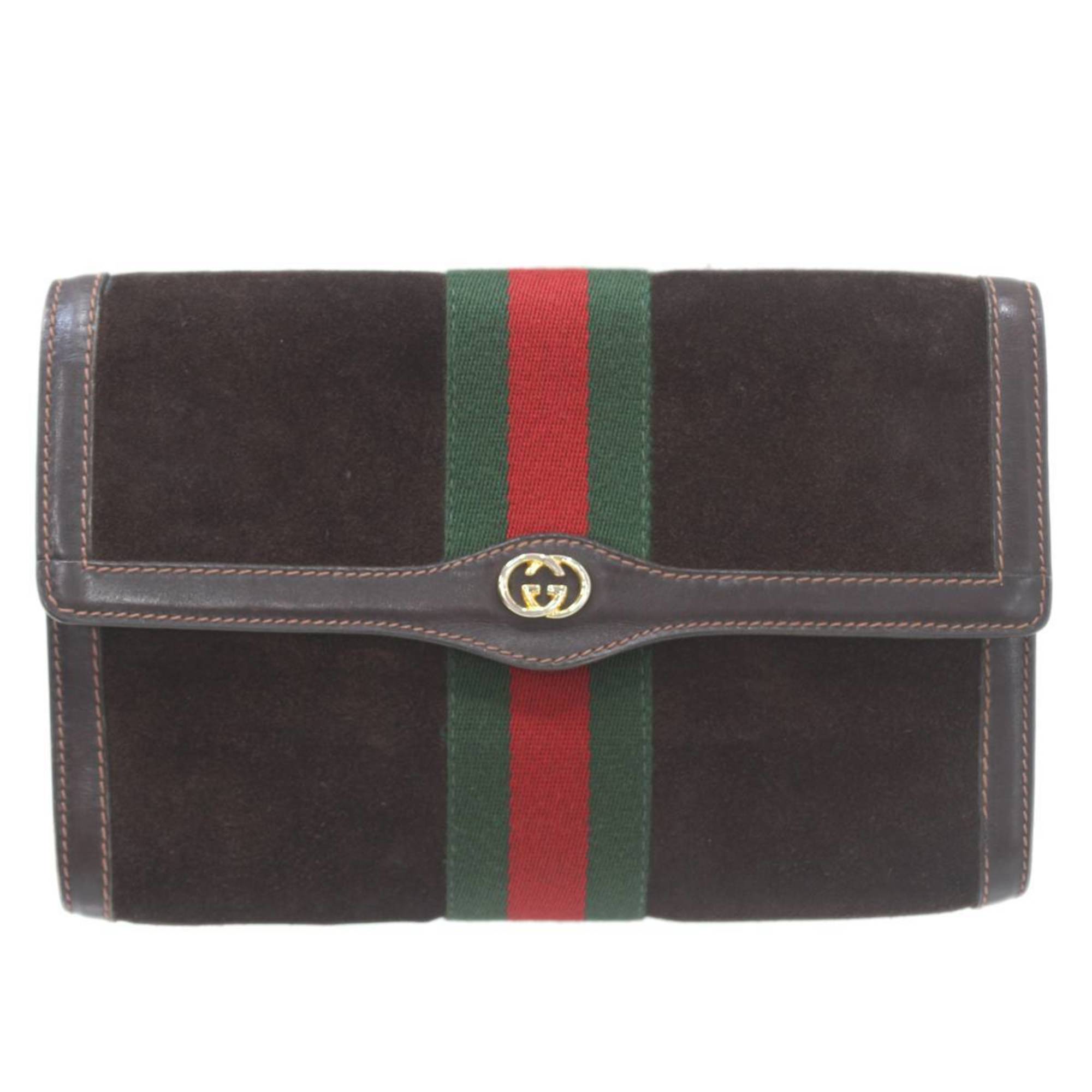 GUCCI Gucci clutch bag hand pouch second brown