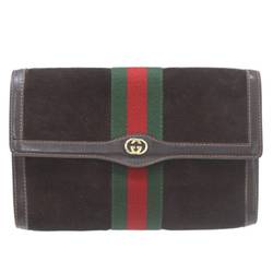 GUCCI Gucci clutch bag hand pouch second brown