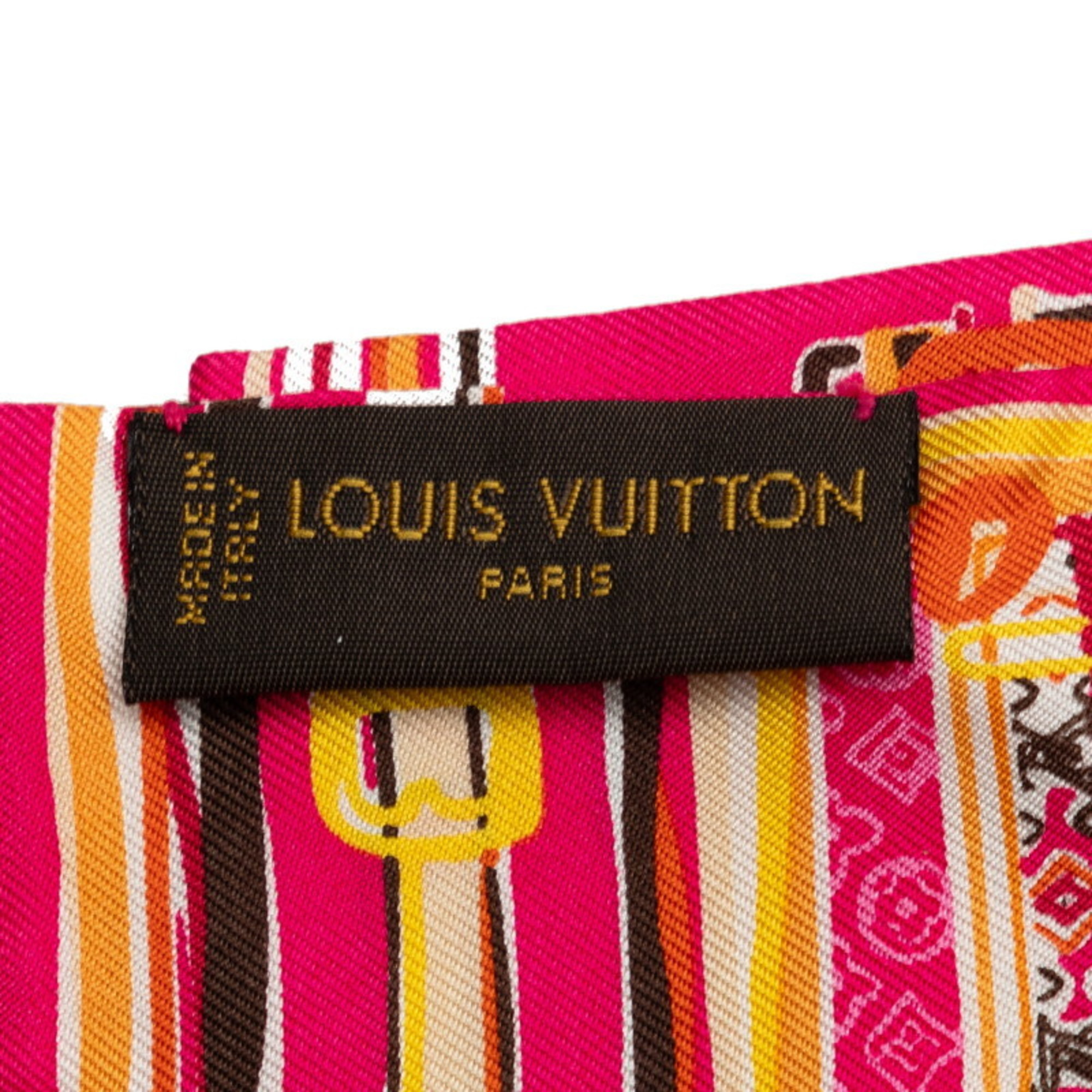 Louis Vuitton Twilly Bandeau Scarf Muffler 400505 Pink Multicolor Silk Women's LOUIS VUITTON