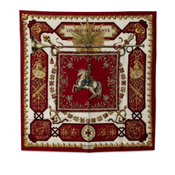 Hermes Carré 90 LVDOVICVS MAGNVS Louis XIV on a White Horse Scarf Muffler Wine Red Multicolor Silk Women's HERMES