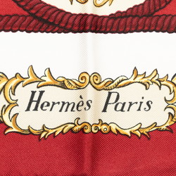 Hermes Carré 90 LVDOVICVS MAGNVS Louis XIV on a White Horse Scarf Muffler Wine Red Multicolor Silk Women's HERMES