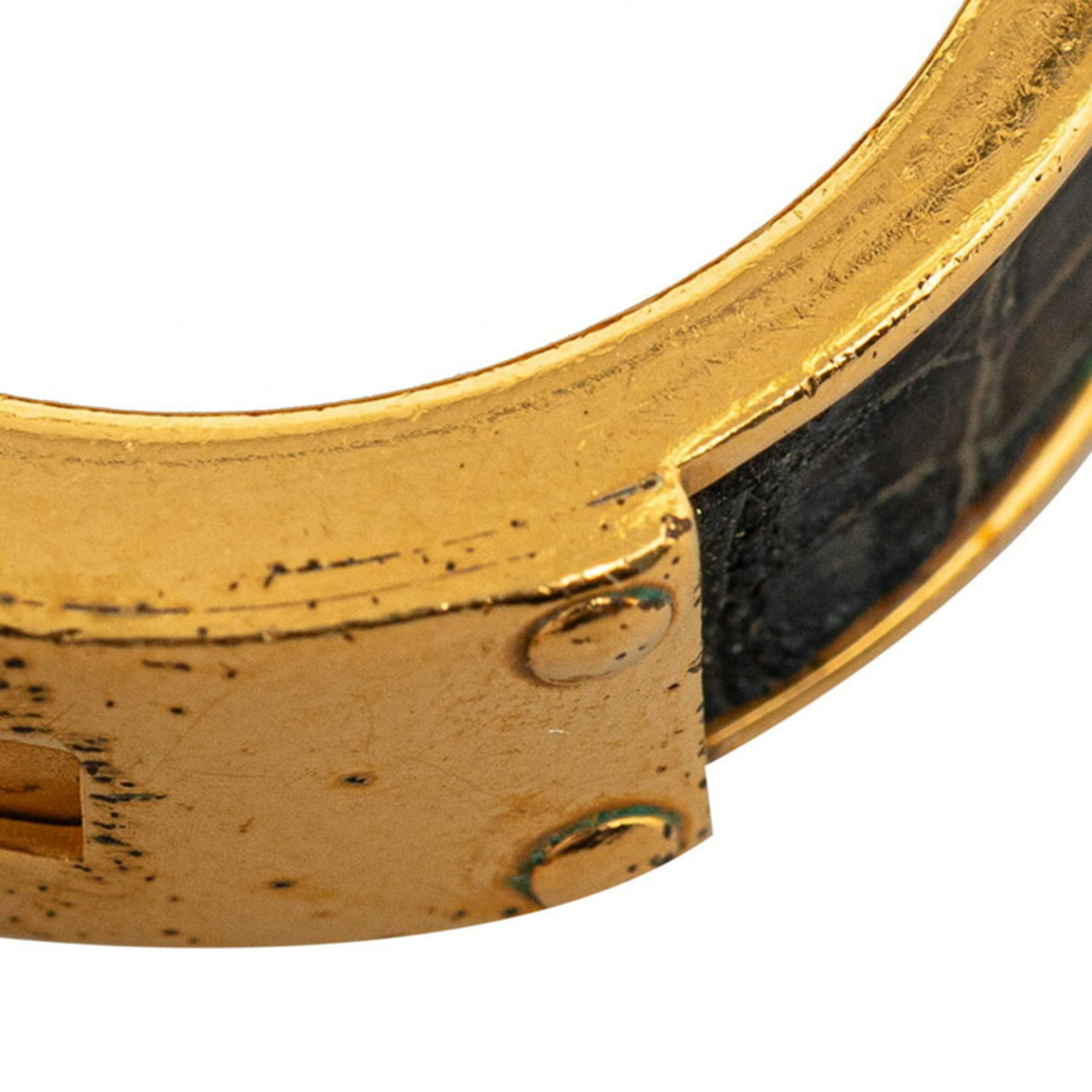 Hermes Kelly Scarf Ring Gold Black Plated Women's HERMES
