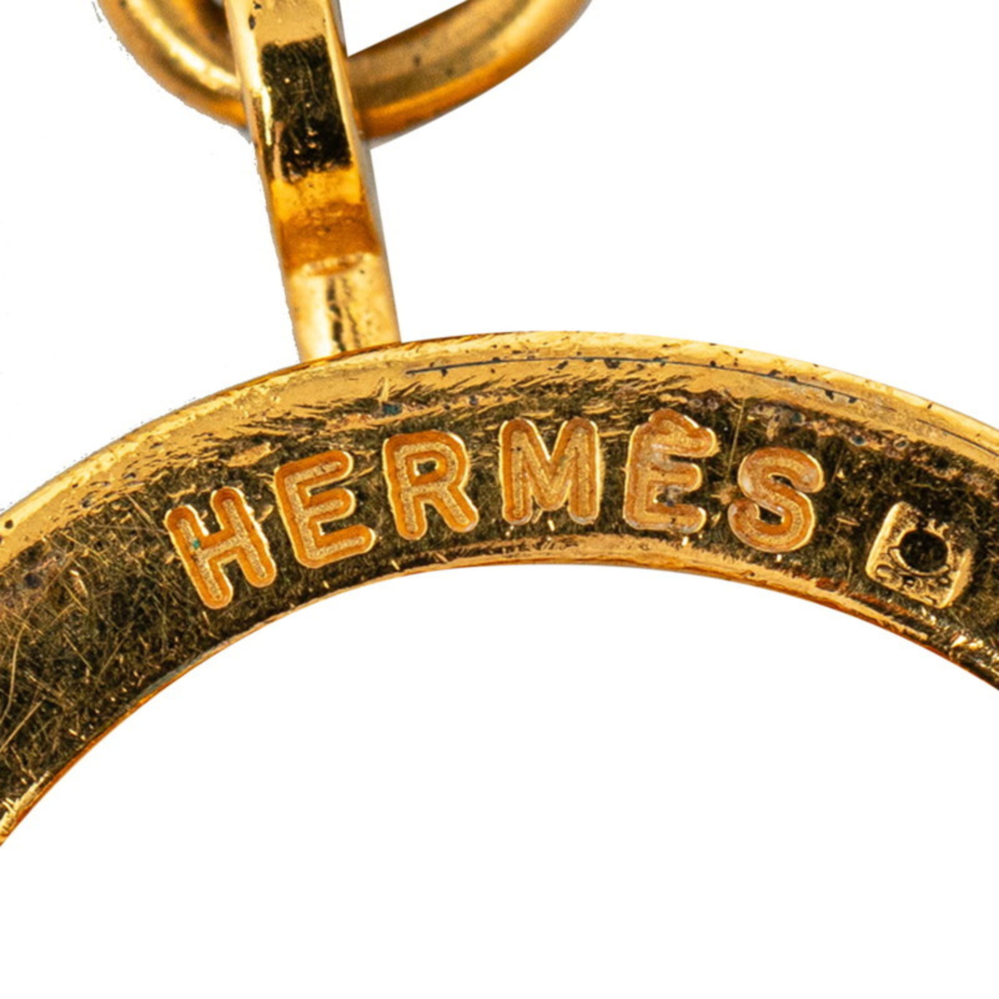 Hermes Kelly Scarf Ring Gold Black Plated Women's HERMES