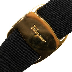 Salvatore Ferragamo Vara Ribbon Belt Gold Black Plated Nylon Women's