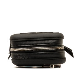 LOEWE Anagram Molded Waist Bag, Body Shoulder Bag 052239 Black Rubber Leather Men's